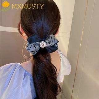 Mxmusty กิ๊บติดผมหางม้า ประดับโบว์ ไข่มุก ดอกไม้ สไตล์วินเทจ หรูหรา สําหรับผู้หญิง