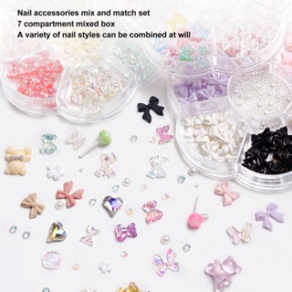 HaiR Ving 3 กล่องเล็บ Rhinestone มีสไตล์ตกแต่งเรซินเงาผสมสี DIY ตกแต่งเล็บสำหรับร้านทำเล็บที่บ้าน