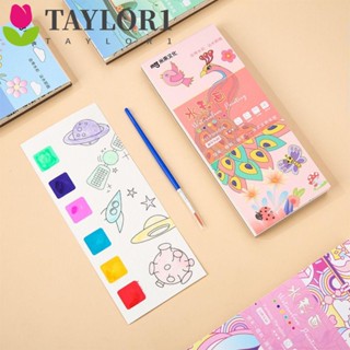 Taylor1 สมุดระบายสี พร้อมสี และแปรง แบบพกพา DIY ของเล่น สําหรับผู้ใหญ่