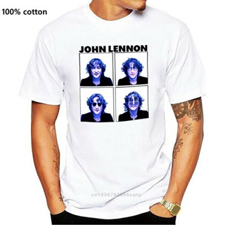 ขายดี เสื้อยืดแขนสั้น พิมพ์ลาย John Lennon Glasses สีขาว สําหรับผู้ใหญ่ 718267