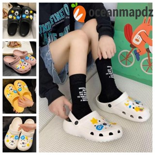 Oceanmapdz รองเท้าแตะ Crocs แบบนิ่ม กันน้ํา กันลื่น ลายการ์ตูนนักบินอวกาศ สําหรับพยาบาลกลางแจ้ง