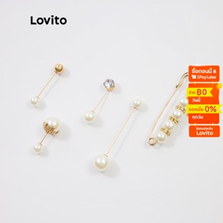 Lovito เข็มกลัดโลหะ ไข่มุก 5 ชิ้น L233L166 (สีทอง)