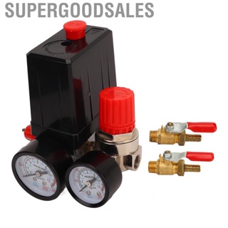 Supergoodsales Air Compressor Pressure Switch Kit  Easy To Install Standard Ports Accurate High Strength with Barometer for Industry