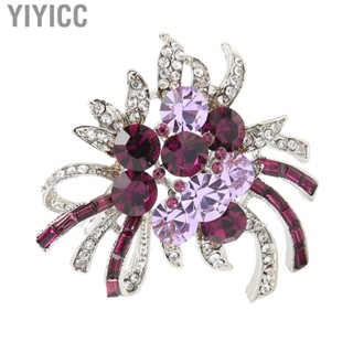 Yiyicc Brooches  Flower Shape High Strength Stainless Steel Alloy Faux Crystal Pin for Dance Party Daily Life