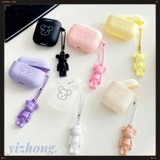 เคสหูฟังไร้สาย TPU แบบนิ่ม พิมพ์ลายหมี สีมาการอง ป้องกันการสูญหาย สําหรับ Airpods Pro 2 1 3