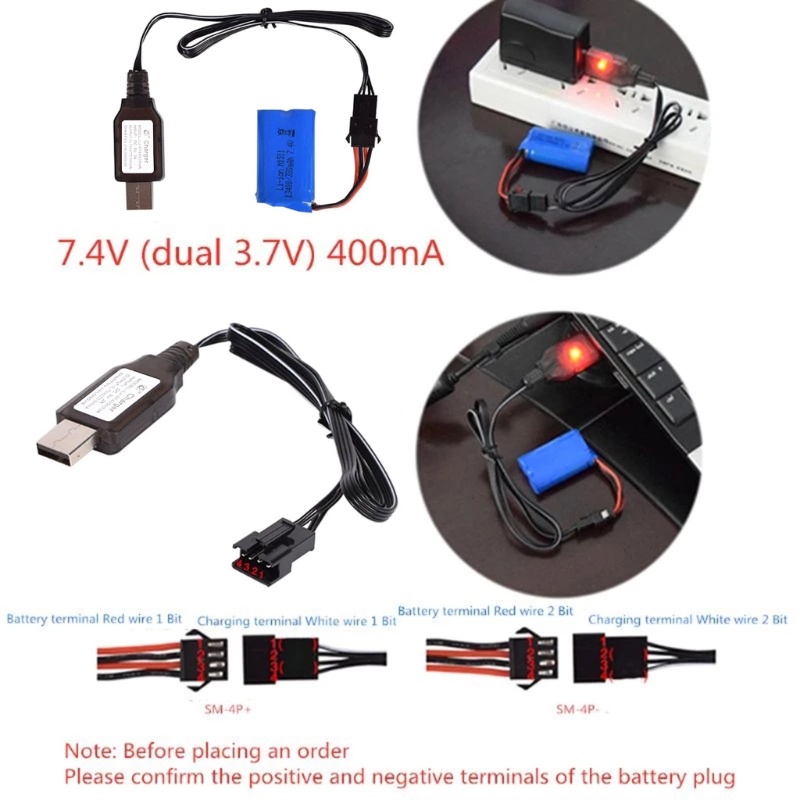 XU 7 4V 400mA SM4P Li-ion Reverse Charger Adapter สําหรับรถยนต์ RC ของเล่นชาร์จ