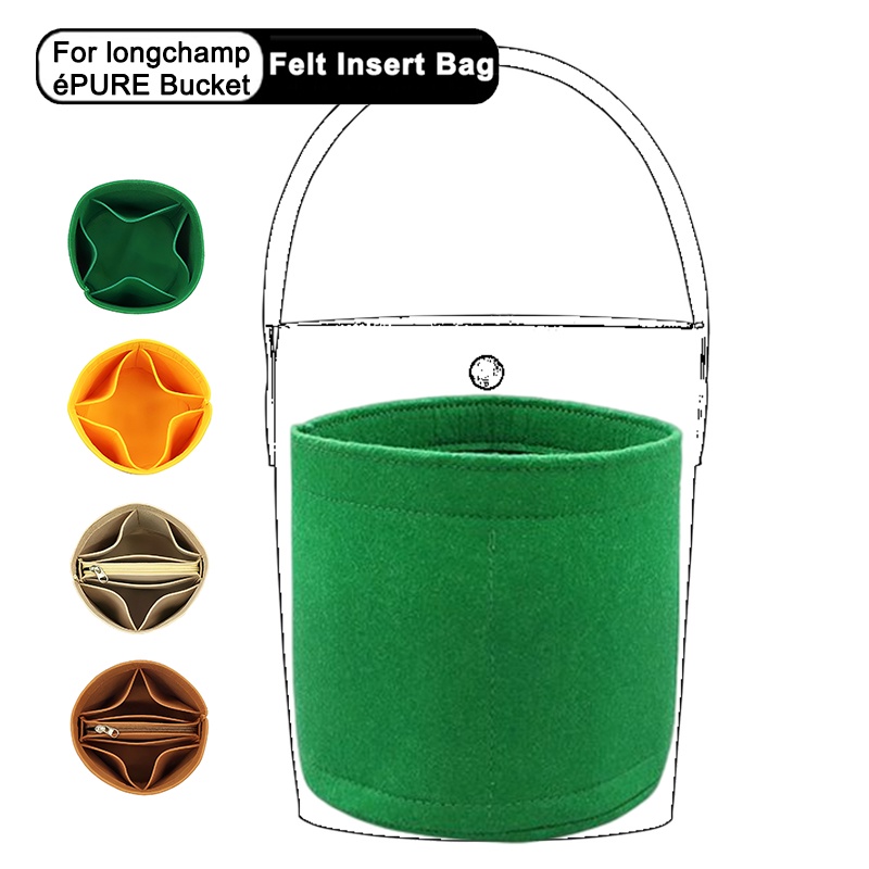 EverToner Felt Cloth Insert Bag For longchamp éPURE Bucket Organizer Women's Travel Makeup Pouch Inner Purse