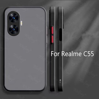 เคสโทรศัพท์มือถือ PC TPU โปร่งแสง ผิวด้าน กันกระแทก สําหรับ realme C55 realmeC55 2023