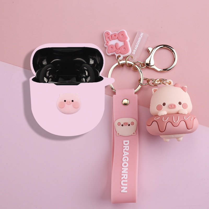 For Bose QuietComfort Ultra Case Cute Piggy Keychain Pendant Bose QuietComfort Earbuds 2 Silicone So