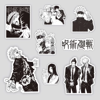 ❉ Jujutsu Kaisen . Classical Black & White Stickers ❉ 64Pcs/Set DIY Fashion Decals Doodle Stickers