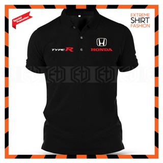 เสื้อยืดโปโล ผ้าฝ้าย พิมพ์ลายโลโก้ Honda Racing Type R FK8 Baju Lelaki พรีเมี่ยม