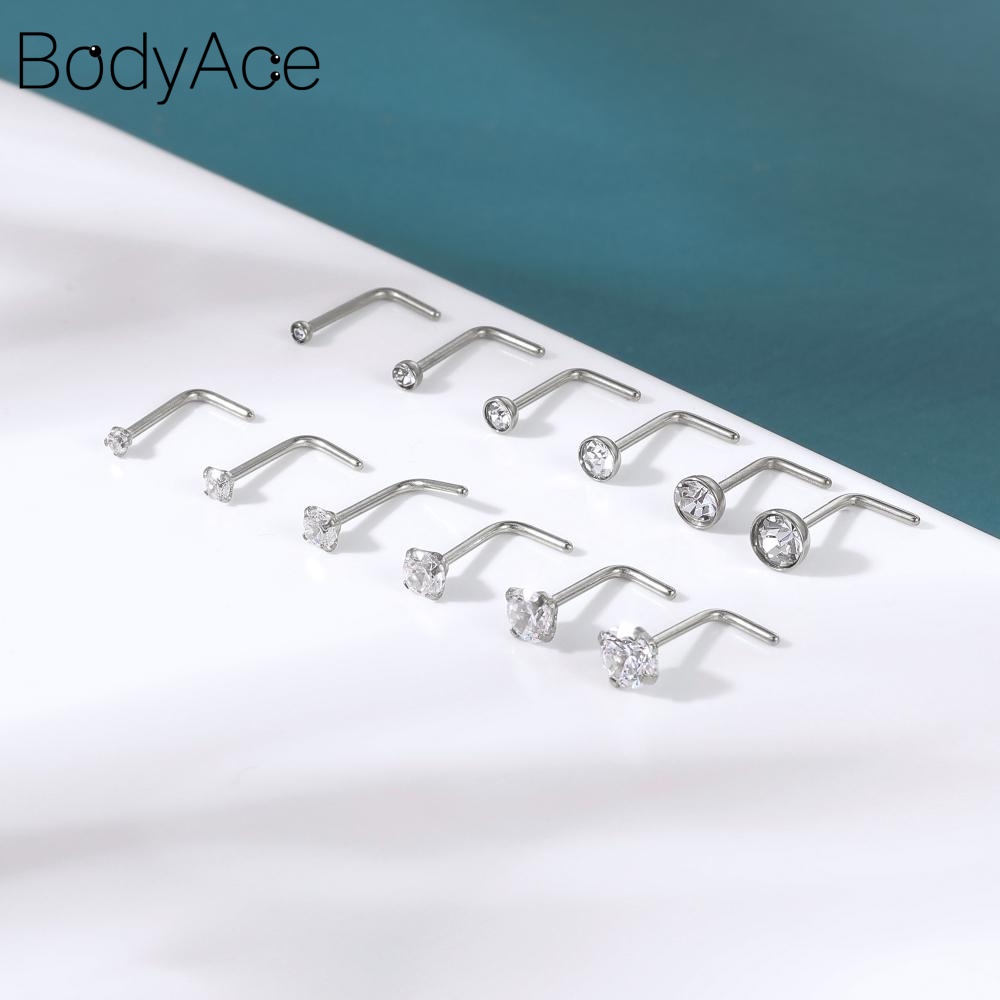 Bodyace จิวเจาะจมูก สเตนเลส คริสตัล เพทาย รูปตัว S 1.5 2 รูปที่ 7