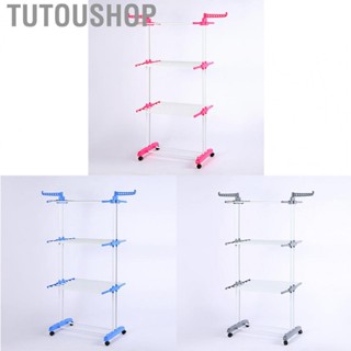 Tutoushop Clothes Drying Rack 3 Tier Movable Foldable Clothing Drying Stand Strong Load Bearing Clothes Tower Rack