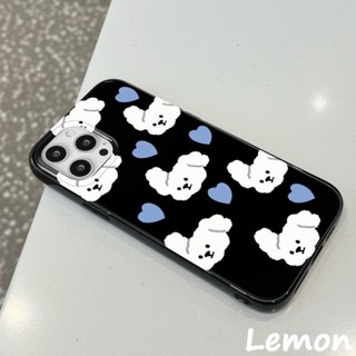 [Lemon] เคสโทรศัพท์มือถือ ลายลูกสุนัขน่ารัก สีดําวาว สไตล์เกาหลี สําหรับ Apple 14 14pro 14promax 14plus 7 8 7plus 8plus 11 12 X XS XR XSMAX 11pro 12pro 11promax 12promax 13 13pro 13promax