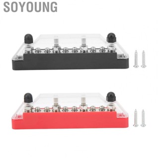 Soyoung Battery Bus Bar Power Distribution Terminal Block Professional 48V 150A High Strength 4 Post with Cover for Boats RVs