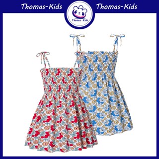 [THOMAS Kids] 2-6 ปี ชุดเดรสกระโปรง ผ้าฝ้าย แขนกุด พิมพ์ลายดอกไม้ เหมาะกับฤดูร้อน สําหรับเด็กผู้หญิง