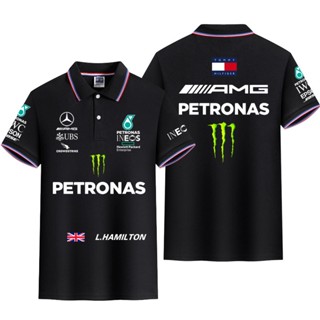 เสื้อโปโลแขนสั้น ลาย Mercedes-Benz PETRONAS Fleet F1 คุณภาพสูง แฟชั่นฤดูร้อน สําหรับแข่งรถ