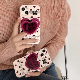 เคสโทรศัพท์มือถือ TPU แบบนิ่ม ลายหัวใจ ไล่โทนสี มีขาตั้ง สําหรับ iPhone 12 13 14 Pro Max 12 11 Pro Max