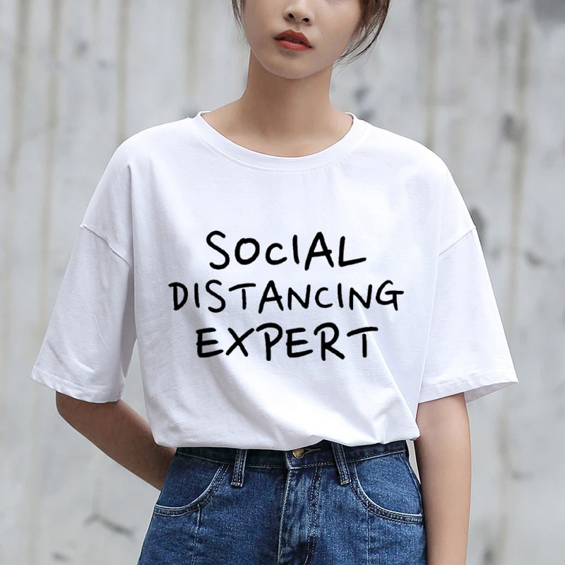 57สังคม Umpteenth EXPERT ง่าย Monogram พิมพ์ผ้าฝ้ายคุณภาพสูงเสื้อยืดผู้ชายและผู้หญิง Street Casual ห