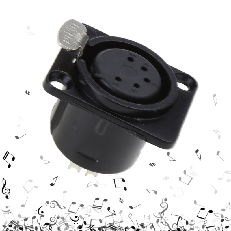 WU XLR Connector 5pins XLR หญิงแผงซ็อกเก็ต Mount ประเภท XLR-F ไมโครโฟนสําหรับขั้วต่อ XLR 5 ขั้ว