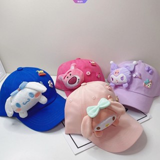 หมวกเบสบอล ผ้าฝ้าย พิมพ์ลายการ์ตูนอนิเมะ Cinnamoroll My Melody Kuromi StellaLou Lotso Duffy LinaBell สามารถปรับได้ แฟชั่นฤดูร้อน สําหรับเด็กผู้ชาย และเด็กผู้หญิง