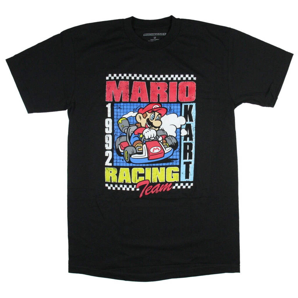 FASHION QBSuper Mario Men's Distressed Mario Kart Racing Team 1992 Adult T-Shirt Tee
