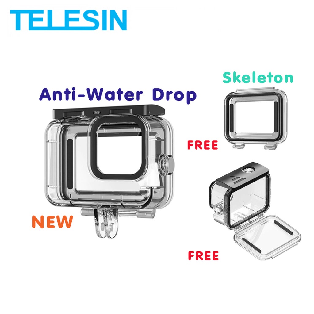GoPro 13 / 12 / 11 / 10 / 9 Telesin Protective Waterproof Case Combo + Skeleton Backdoor เคสกันน้ำ คุณภาพดี จอหน้ากันน้ำ