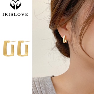 Irislove ต่างหูสตั๊ด ทอง 14K ทรงเรขาคณิต ทรงสี่เหลี่ยม เรียบง่าย ป้องกันอาการแพ้ สไตล์เกาหลี สําหรับผู้หญิง