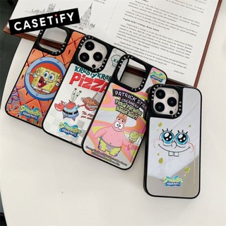 เคสโทรศัพท์มือถือกระจก กันกระแทก ลายการ์ตูน SpongeBob SquarePants X CASETiFY สําหรับ IPhone 11 12 13 14 Pro Max IPhone 14 Pro Max IPhone 13 Pro IPhone 12