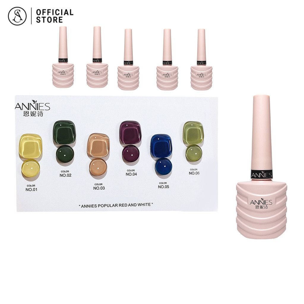 ANNIES ยกเซ็ต ยาทาเล็บเจล UV LED สีนู้ด สําหรับตกแต่งเล็บ 6 ชิ้น ต่อชุด แถมชาร์จสี สีเจล สีแฟลชเซ็ต ชนิดต้องอบ สีทาเล็บเจล สีเจลลูกแก้ว สีเจลแม่เหล็ก เจลทาเล็บ เจลยูวี เม็ดสีสูง สําหรับตกแต่งเล็บผู้หญิง