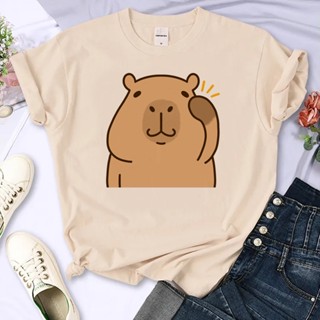 Capybara เสื้อยืด พิมพ์ลายกราฟฟิค Y2K สไตล์สตรีท สําหรับผู้หญิง