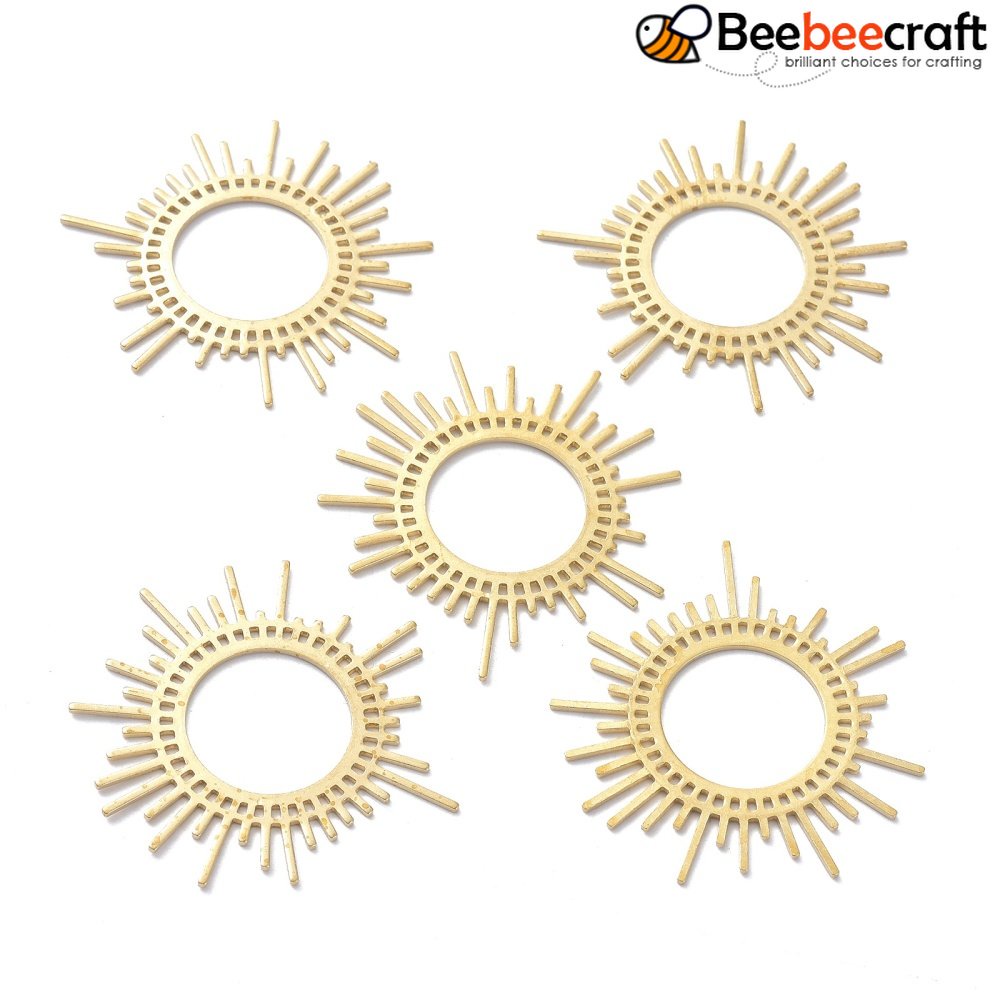 จี้ทองเหลือง 42x45x1 มม. รู 19 มม. และ 1.5x1 มม. สําหรับทําเครื่องประดับ สร้อยข้อมือ สร้อยคอ ต่างหู DIY 10 ชิ้น