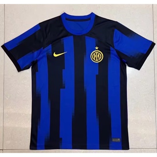 เสื้อกีฬาแขนสั้น ลายทีมชาติฟุตบอลชั้นนํา Inter Milan Fans * 2324 ชุดเหย้า คุณภาพสูง