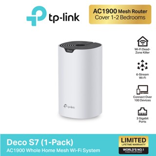 TP-Link Deco S7 AC1900 Whole Home Mesh Wi-Fi System สนุกกับการดูซี่รี่ส์ 4K กับไวไฟสปีดสูงสุด 1900 Mbps ติดตั้งง่ายผ่าน Deco Appใน 1 กล่อง มี Deco 1, 2 หรือ 3 เครื่อง (สามารถเลือกซื้อได้)