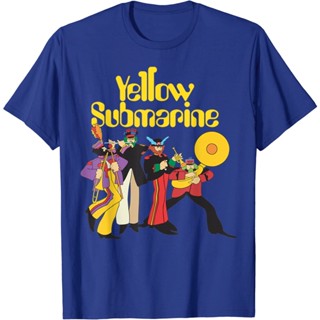 [COD]เสื้อยืดวงดนตรีเสื้อยืดแขนสั้นลําลอง ผ้าฝ้าย พิมพ์ลาย The Beatles Yellow Submarine แฟชั่นสําหรับผู้ชายall sizeS-5XL