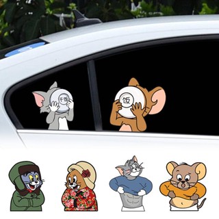 Northeast Wind Cat and Mouse Bumper Stickers Abdominal Muscle Cat Dry Rice Cat Cartoon Funny Stickers Motorcycle Electric Vehicle Automobile Sticker Bumper Stickers Paper Car fashion stickers Car decorative stickers