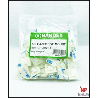 เทปและกาว BANDEXแป้นกาวรัดสาย  แป้นสำหรับเคเบิ้ลไทร์ ตีนตุ๊กแก (1แพ็ค/100 ตัว) ขนาด 21x21 mm. รุ่น TM2121-4