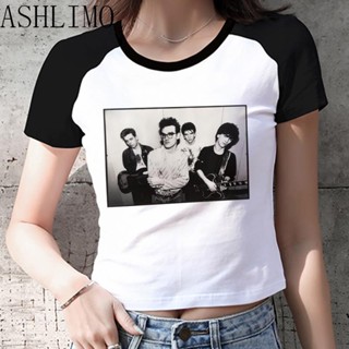 เสื้อยืดแขนสั้น พิมพ์ลายกราฟิก The Smiths Rock Band Inspired Morrissey Johnny Marr น่ารัก สีดํา สําหรับผู้หญิง Y2k