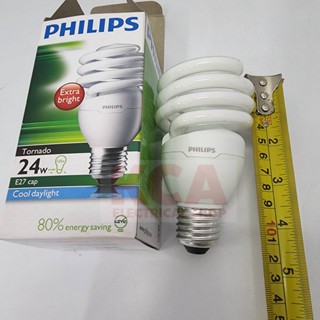 อะไหล่หลอดไฟ Philips Tornado หลอดประหยัดไฟ หลอดตะเกียบ ทอร์นาโด ฟิลิปส์ E27 24W E27 DAYLIGHT WARMWHITE