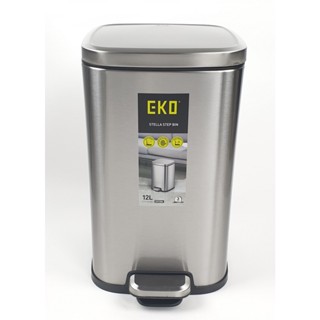 good.tools-EKO ถังขยะขาเหยียบเหลี่ยม 12 ลิตร รุ่น EK9384MT สีเงิน ถูกจริงไม่จกตา