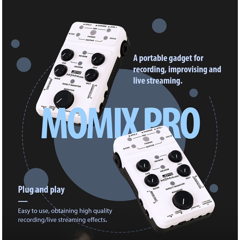 Joyo MOMIX PRO เครื่องมิกเซอร์เสียง เหมาะสําหรับไมโครโฟน กีตาร์ คีย์บอร์ด การ์ดเสียง แบบพกพา สําหรับบันทึกเสียง และสตรีมมิ่งสด
