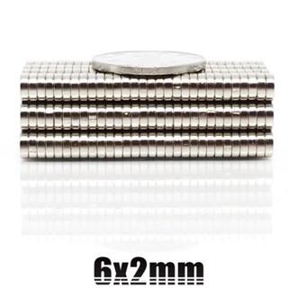 อุปกรณ์ช่าง 10ชิ้น แม่เหล็ก 6x2 มม. กลมแบน 6x2มิล Magnet Neodymium 6*2mm แม่เหล็กแรงสูง 6mm x 2mm กลมแบน 6x2mm