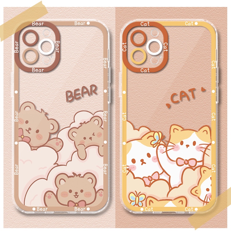 เคส Realme 11x 11 10 9 Pro+ 9i 4G 5G 8 Pro เคส Realme 7 7i 6 Pro 5 5s 5i 6i 6s 8i ฝาครอบนุ่มกันกระแทกหมีใสกันกระแทก