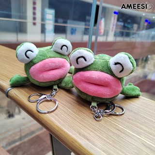 Ameesi พวงกุญแจตุ๊กตากบน่ารัก 10 ซม. พร้อมหัวเข็มขัด สําหรับตกแต่งกระเป๋าเป้สะพายหลัง ของขวัญวันเกิด