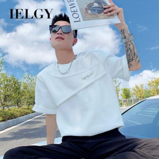 IELGY เสื้อยืดแขนสั้น ออกแบบเรียบง่าย แฟชั่น สําหรับผู้ชาย