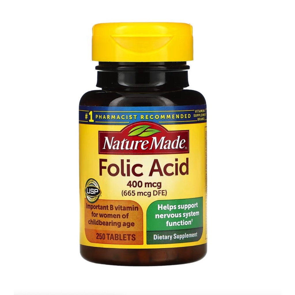 [ โฟลิก ] Nature Made, Folic Acid (400 mcg) x  250 เม็ด