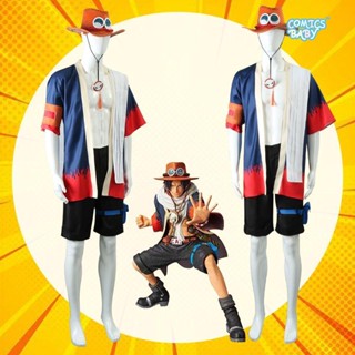 One Piece Portgas·D· Ace Cosplay Costume ขนาดบวก วันพีซคอสเพลย์เครื่องแต่งกายอะนิเมะญี่ปุ่นเต็มชุดการ์ตูนผู้ชายฤดูร้อนชุดฮาโลวีนปาร์ตี้เสื้อกางเกงขาสั้นหมวกชุด Japan Anime Cos Full Sets Men Cartoon Summer Uniform Halloween Suit 海贼王火拳艾斯