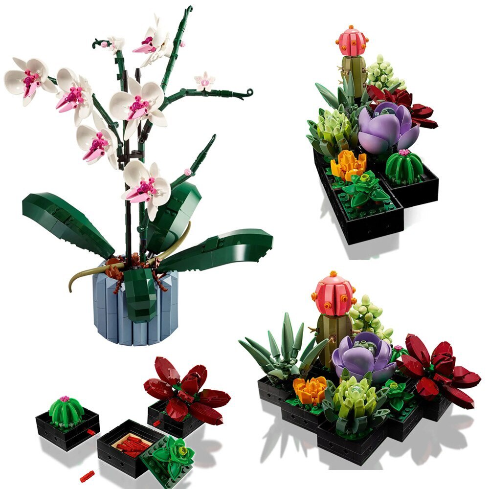 Orchid Succulents Flower Bouquet Fit 10311 10309 Succulents Building Blocks Bricks Romantic Friends 