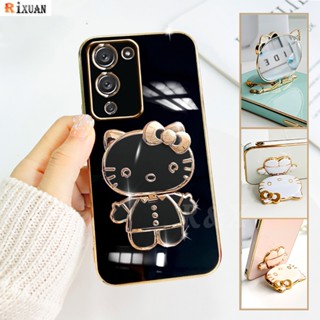 เคสโทรศัพท์มือถือยาง แบบนิ่ม ลายแมวคิตตี้ มีกระจกแต่งหน้า สําหรับ Infinix Note 12 G96 Zero 5G Note10 Hot 12 Play Hot 11S NFC 11 Play 10 Play 9Play Smart6 Smart5