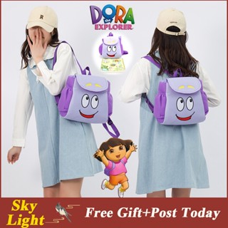 กระเป๋าเป้สะพายหลัง กระเป๋านักเรียน ลายการ์ตูน Dora The Explorer สีม่วง สําหรับเด็กอนุบาล